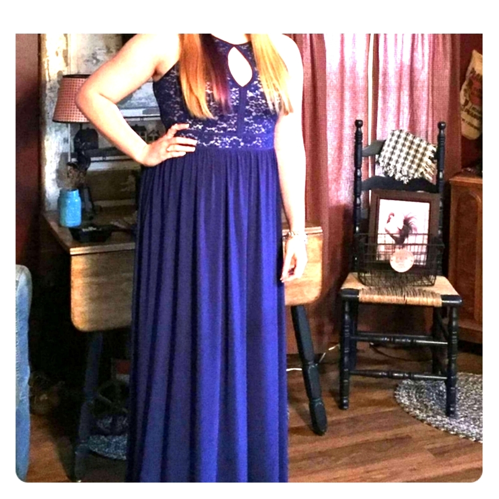 Royal blue Nightway floor length evening gown